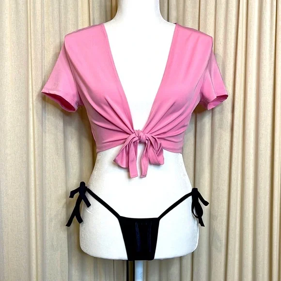NWT- SEXY PINK SCHOOL GIRL TOP SIZE S/M - Picture 1 of 10